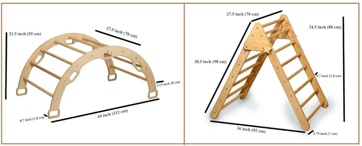 Montessori Climbing Set / Pikler Triangle, Climbing Arch & Ramp / 3 Pieces Set