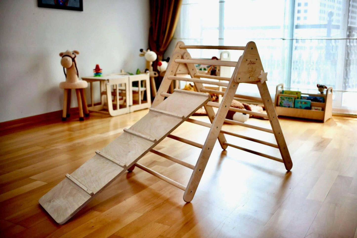 Montessori Climbing Set / Pikler Triangle, Climbing Arch & Ramp / 3 Pieces Set