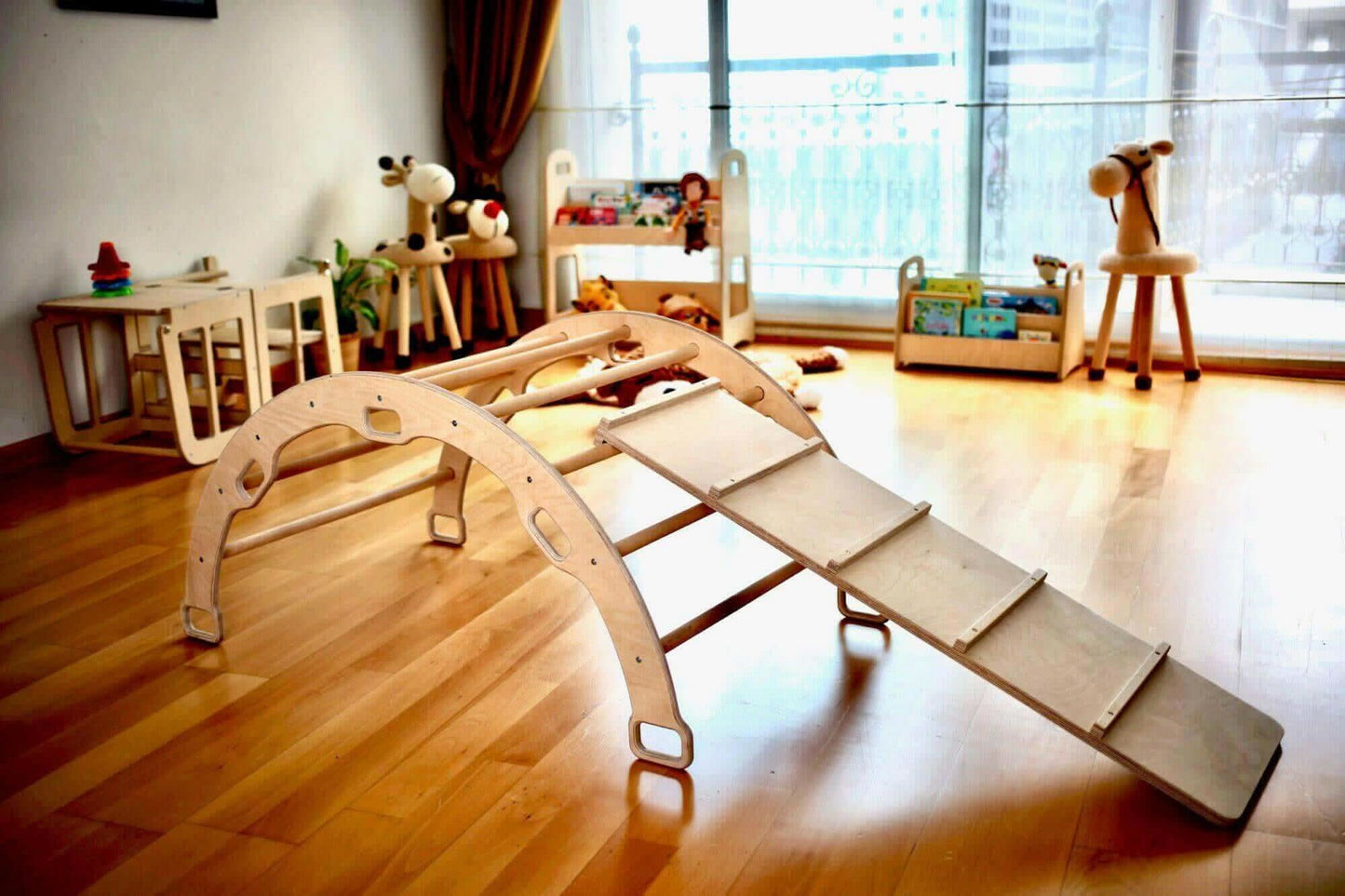 Montessori Climbing Set / Pikler Triangle, Climbing Arch & Ramp / 3 Pieces Set