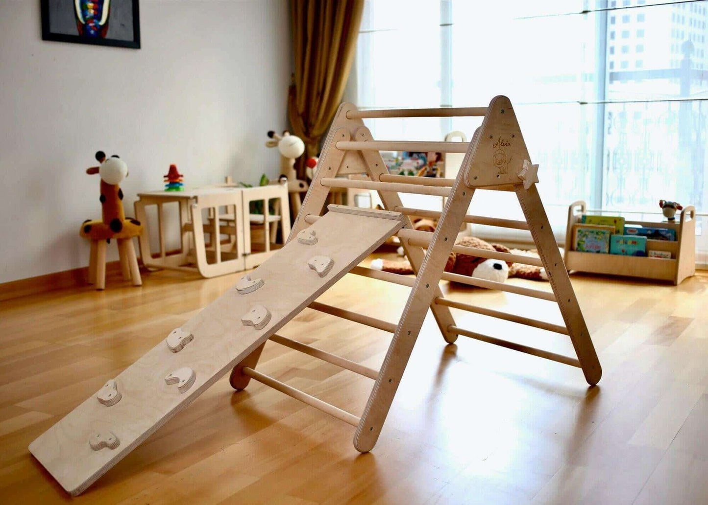 Montessori Climbing Set / Pikler Triangle, Climbing Arch & Ramp / 3 Pieces Set