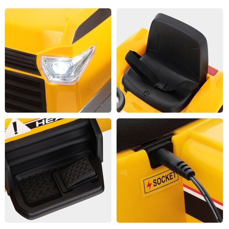3-Speed 12V Electric Ride-On Excavator Truck with Music, Lights, and Remote Control