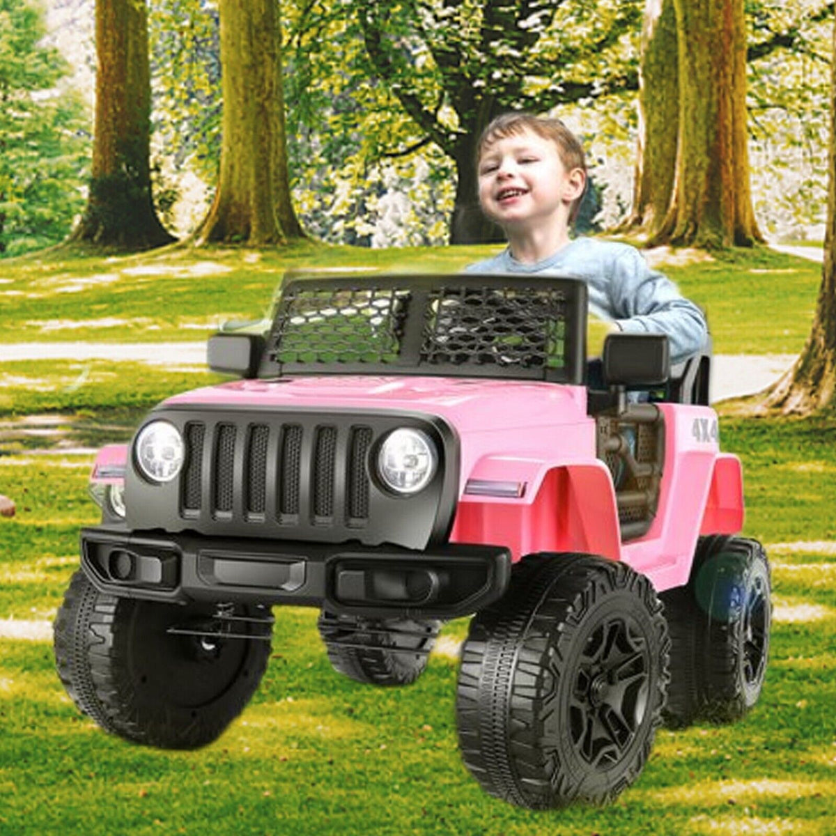 12V Kids Ride On Truck with RC Remote, Spring Suspension, Lights, USB Music