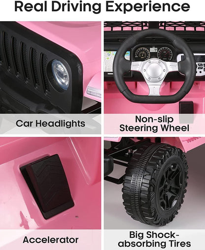 12V MP3 Kids Ride On Truck Car with Remote Control, LED Lights, and Music - Perfect Gift for Little Ones!