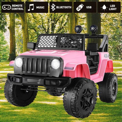 3-Speed Electric Kids Ride On Car with Remote Control, AUX and LED Lights - Truck Design