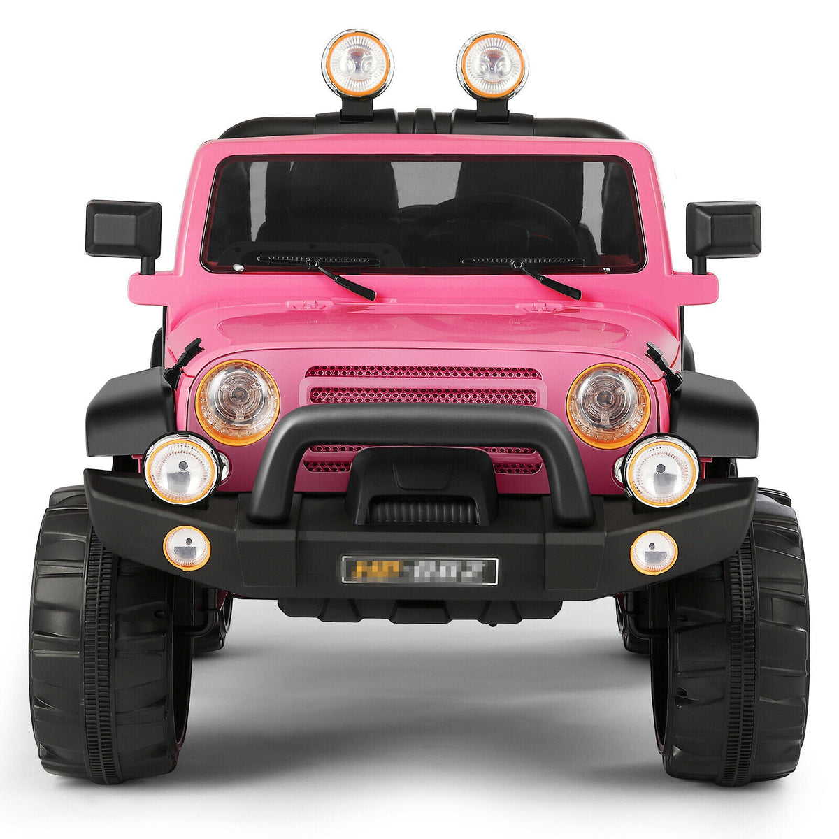 3-Speed Pink Ride On Car Truck for Kids with RC, MP3, LED Lights, USB, and Cover - 12V Battery Powered