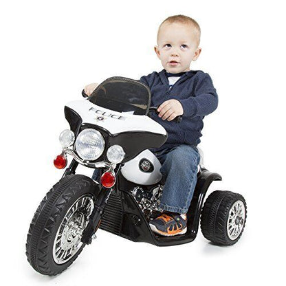 3-Wheel Battery Powered Kids Motorbike Toy in White and Black