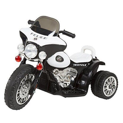 3-Wheel Battery Powered Kids Motorbike Toy in White and Black
