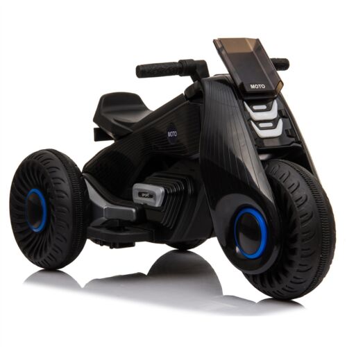 3-Wheel Double Drive Electric Kids Motorcycle in Black - 6V Ride-On Toy for Children