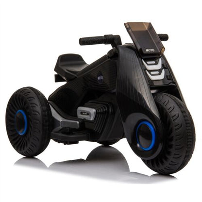 3-Wheel Double Drive Electric Kids Motorcycle in Black - 6V Ride-On Toy for Children