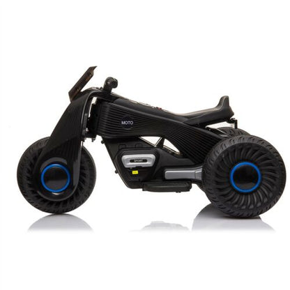3-Wheel Double Drive Electric Motorcycle for Kids in Sleek Black