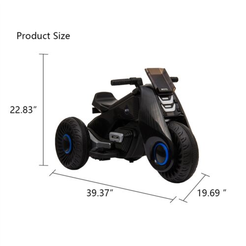 3-Wheel Double Drive Electric Motorcycle for Kids in Sleek Black