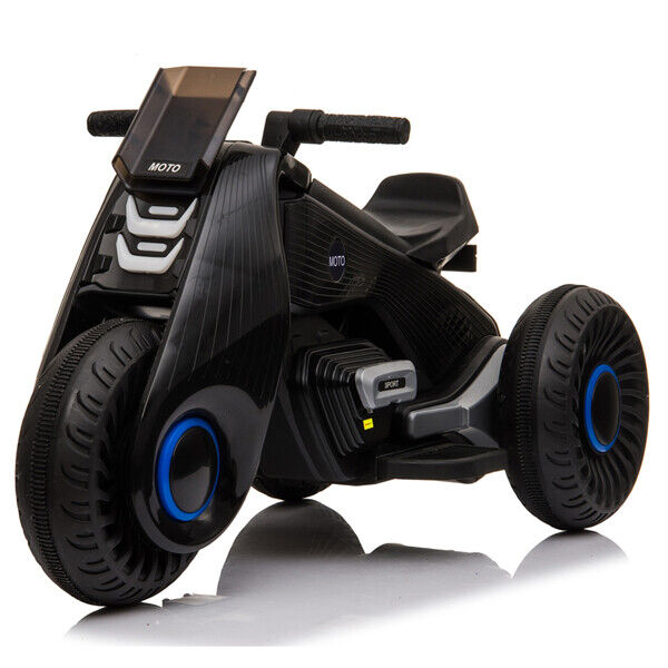 3-Wheel Double Drive Electric Motorcycle for Kids in White, Black, or Pink