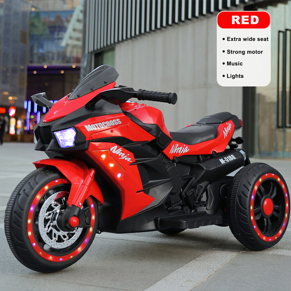 3-Wheel Electric Ride-On Motorcycle for Kids with Rechargeable 12V Battery