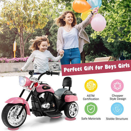 3-Wheel Kids Motorcycle in Pink for Adventurous Playtime