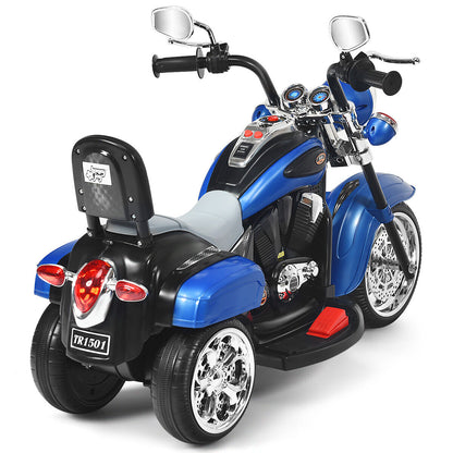 3-Wheel Pink Chopper Motorcycle for Kids with Headlight and Horn
