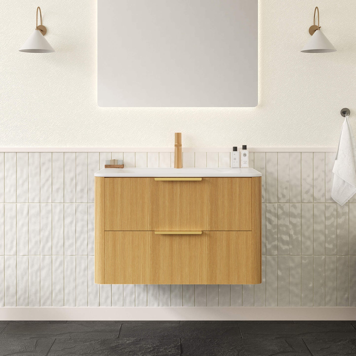 Nuvia Luxury 30/36-Inch Sintered Stone Floating Bathroom Vanity With Sink (SAK70429)