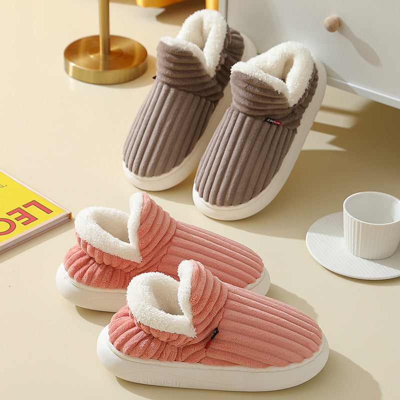New Women Cotton Slippers  Slippers Warm Cotton Plush Shoes Fleece Fluffy