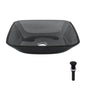 Square Vessel Sink For Bathroom, Above Counter Design With Pop Up Drain, Smooth Rounded Edges - Gray