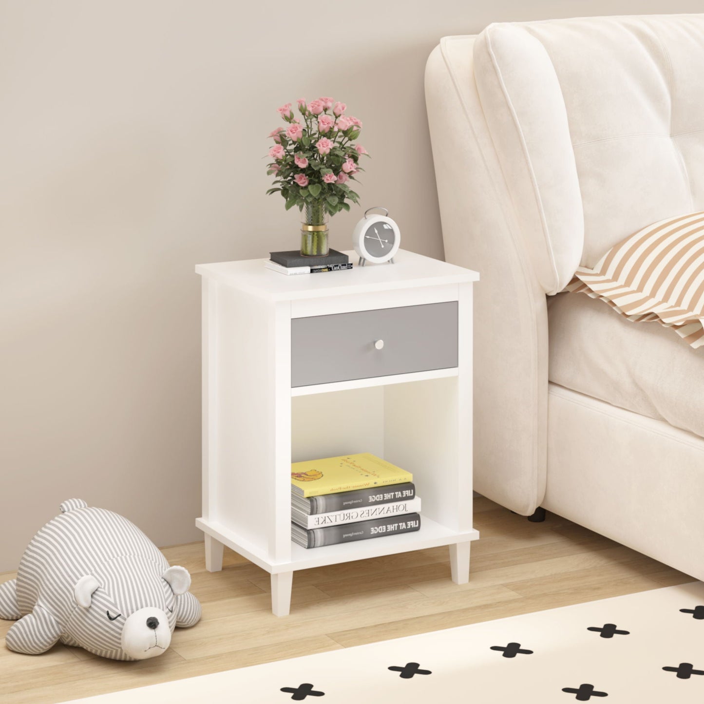 Nightstand With 1 Drawer 1 Shelf