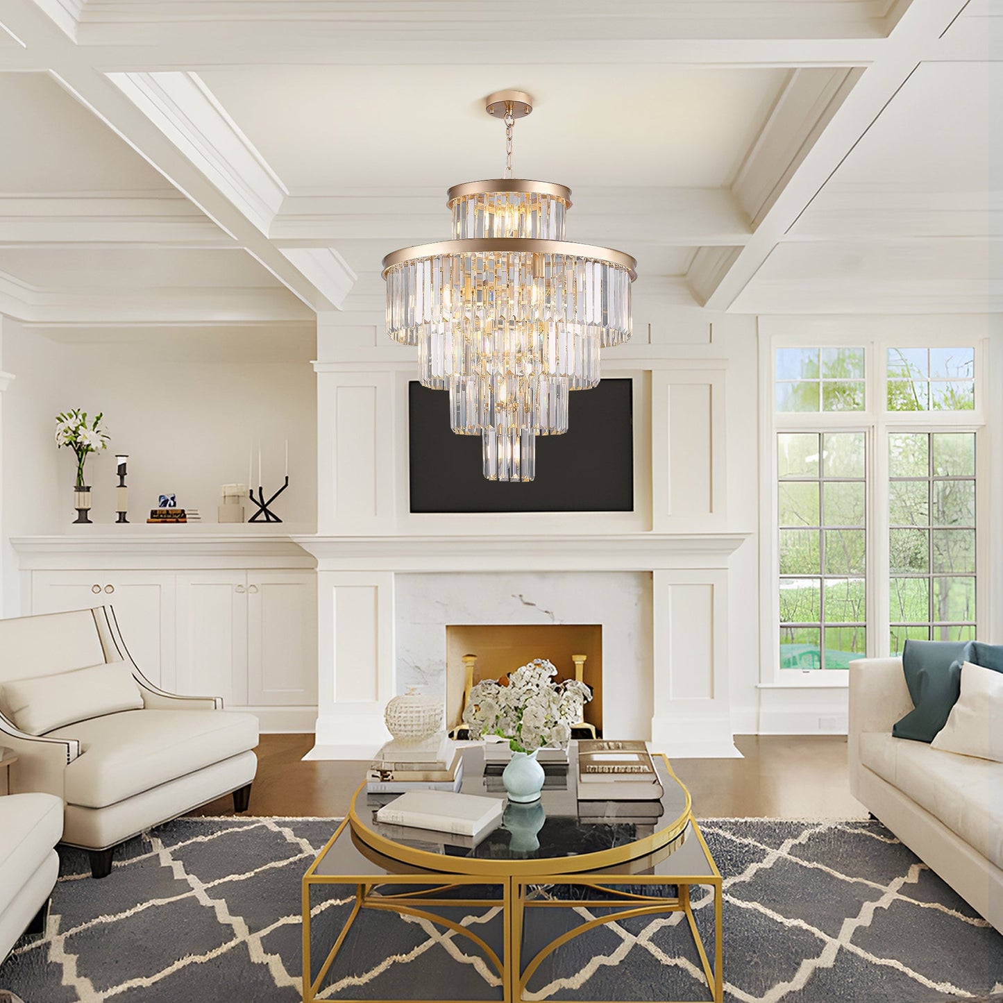Golden Luxury Crystal Chandelier 23.6 Inch