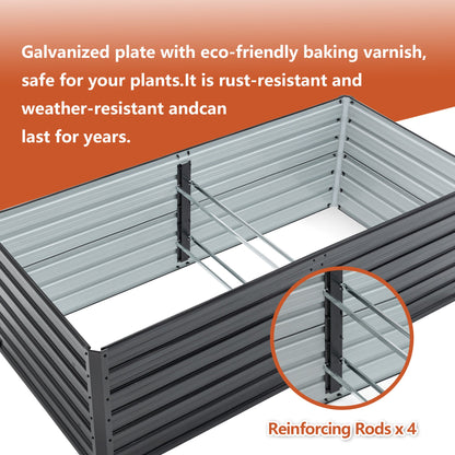 2-Pack 6x3x2 FT Galvanized Metal Raised Garden Beds