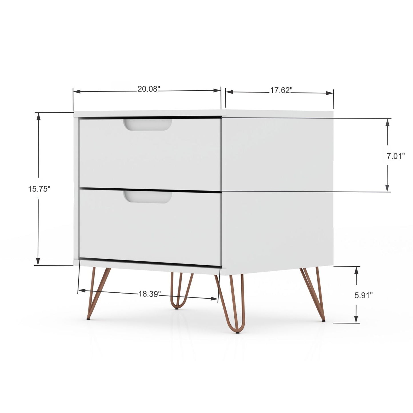 Rockefeller - Nightstand With 2 Drawers - White