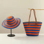 Straw Hat & Tote Set – Beach Vacation Sun Protection Duo, Large Capacity Travel Tote