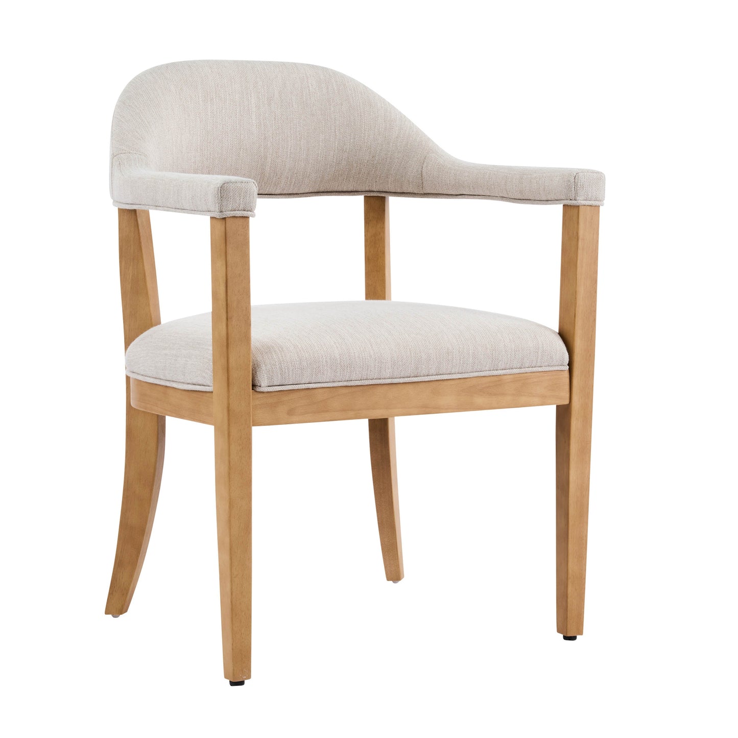 Wood Frame Upholstered Dining Chairs with Armrests (Set of 2)
