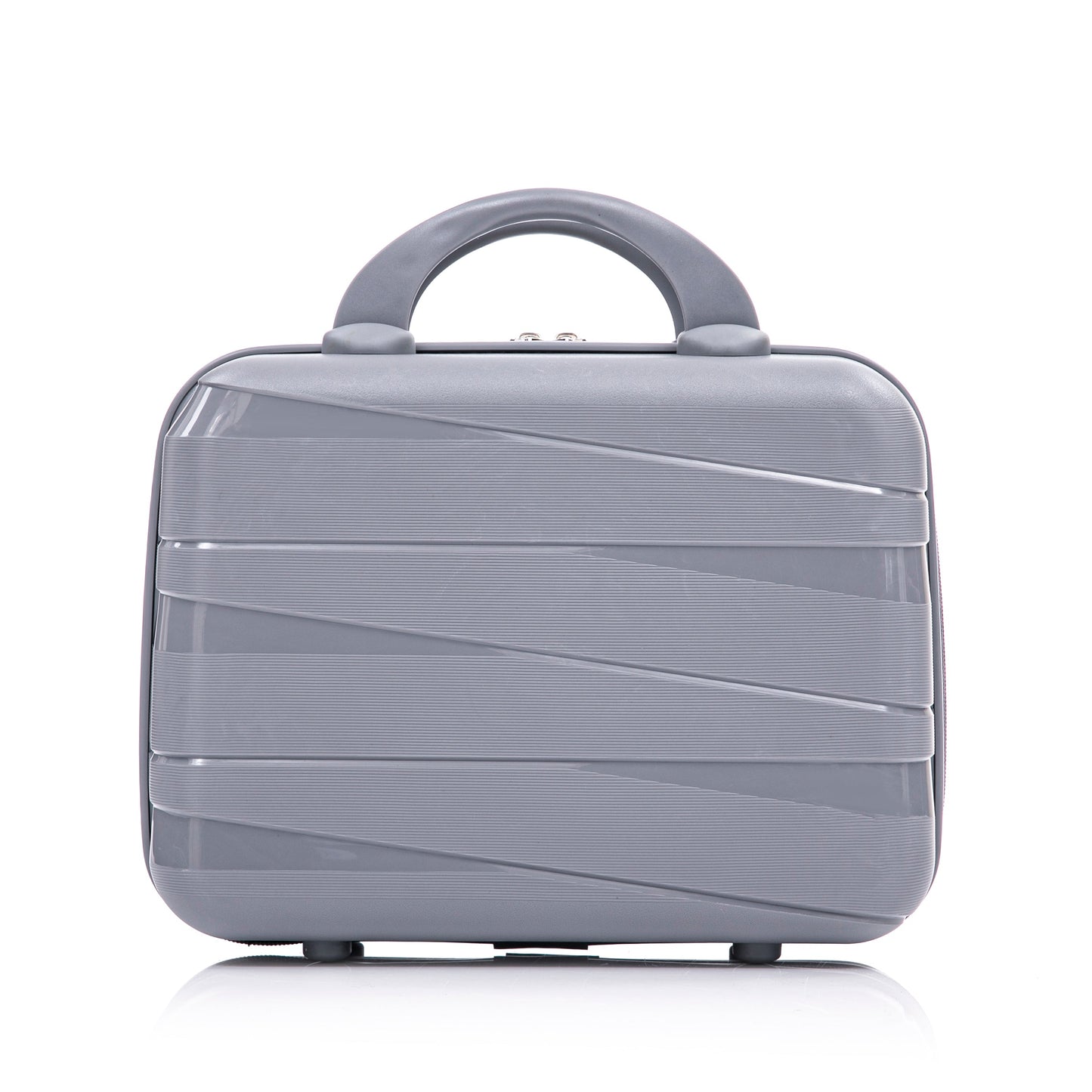 4-Piece PP Spinner Wheel Luggage Set with Cosmetic Case, Light Gray