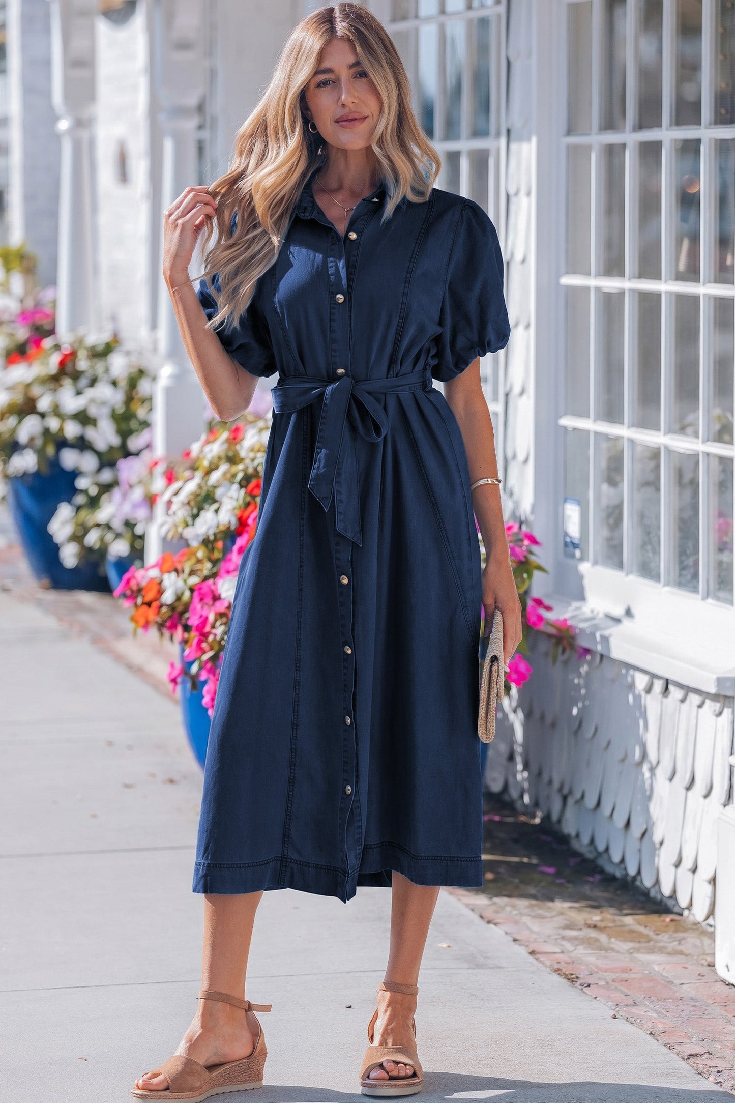 Makayla Bubble Sleeve Long Dress