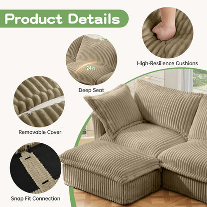 Modern 3 Seater Slipcovered Sofa with Suppleness Armrests