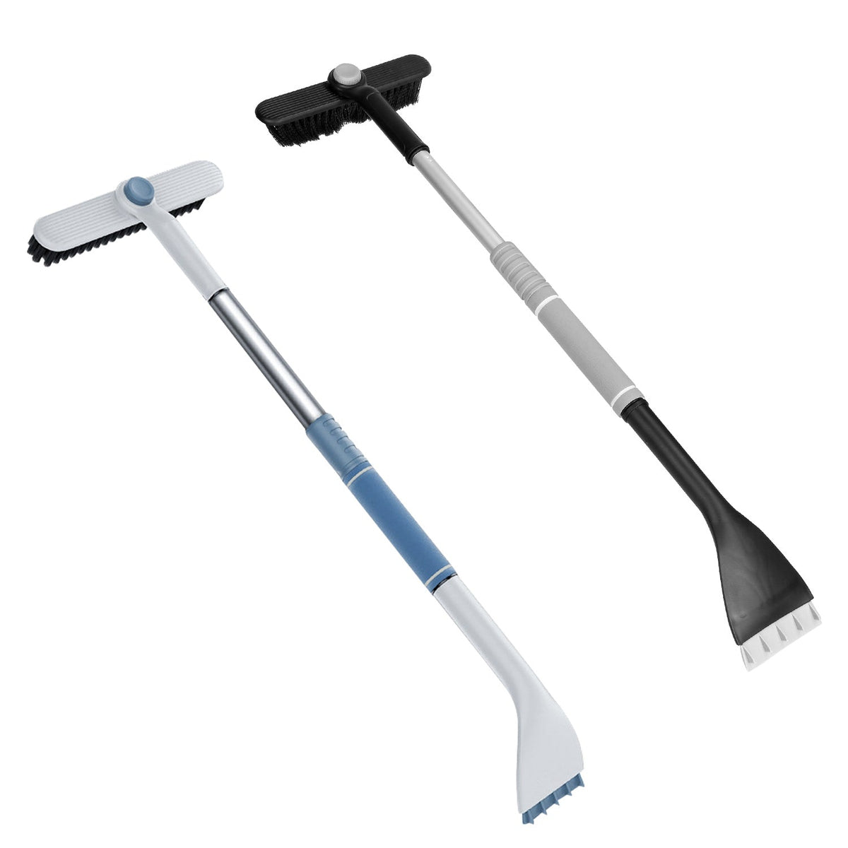 2 In 1 Ice Scraper Extendable Car Snow Brush Telescopic Snow Removal Tool Automobile Snow Shovel Frost Removal with 360¡ Pivoting Brush Head Sponge Gr