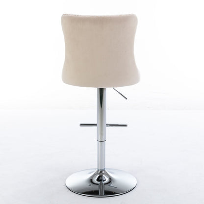Swivel Barstools Adjusatble Seat Height From 25-33", Modern Upholstered Base Bar Stools With Backs Comfortable Tufted For Home Pub And Kitchen Island (Set of 2)