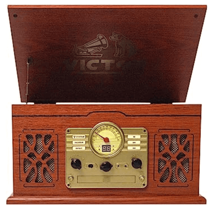 Victor State 7-in-1 Wood Music Center Mahogany - Refurbished