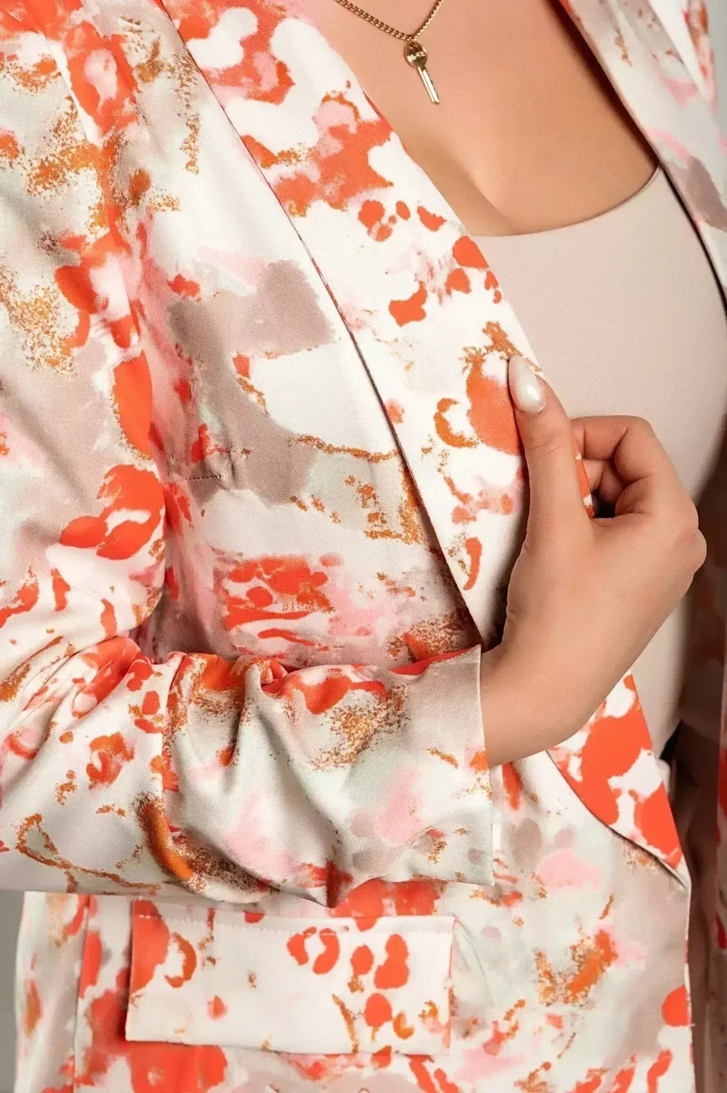 Rose Pink Long Blazer with 3/4 Sleeves | Italian Made