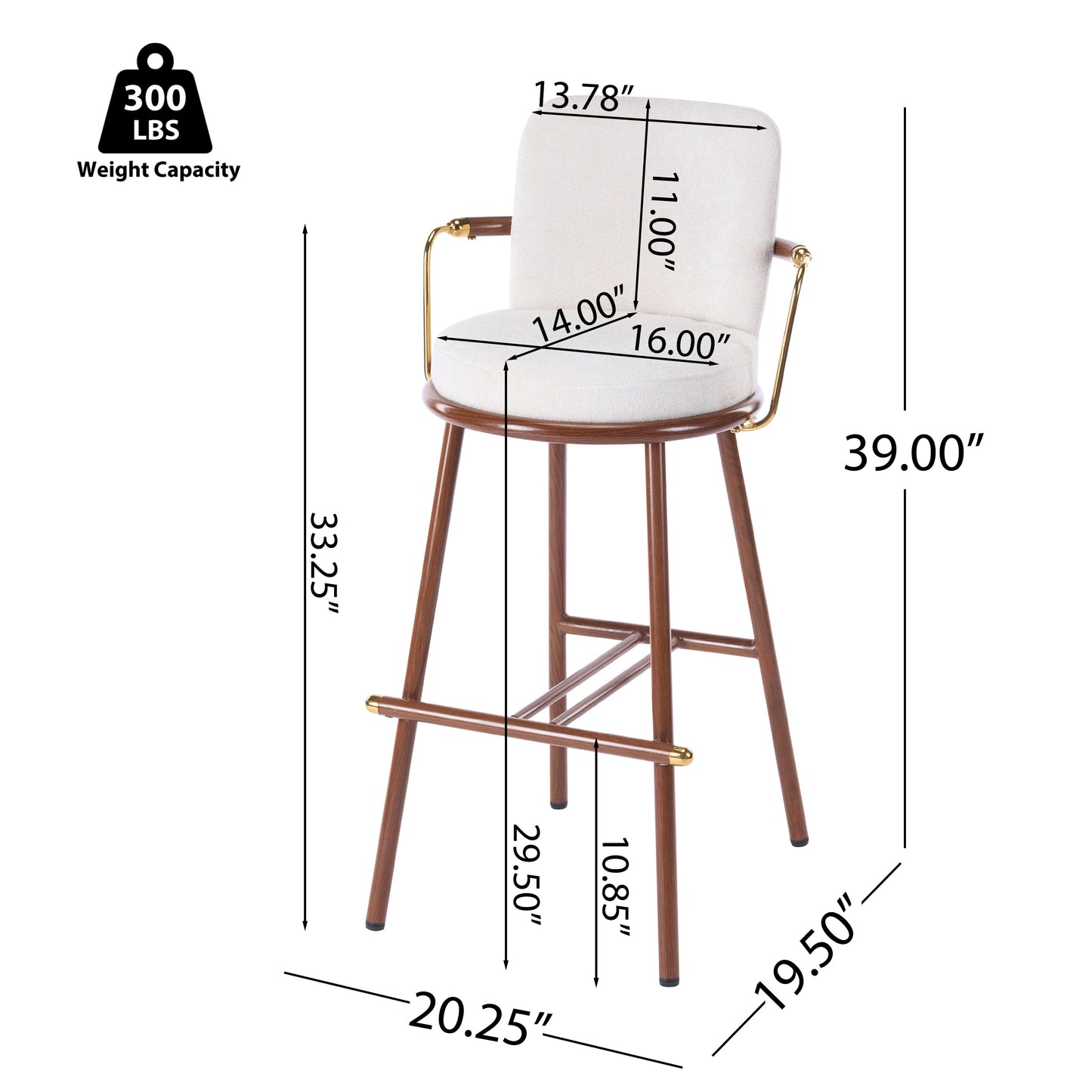 Chaya Indoor Upholstered Bar Stool with Metal Frame