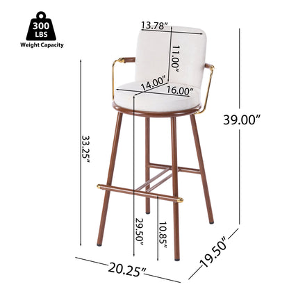 Chaya Indoor Upholstered Bar Stool with Metal Frame