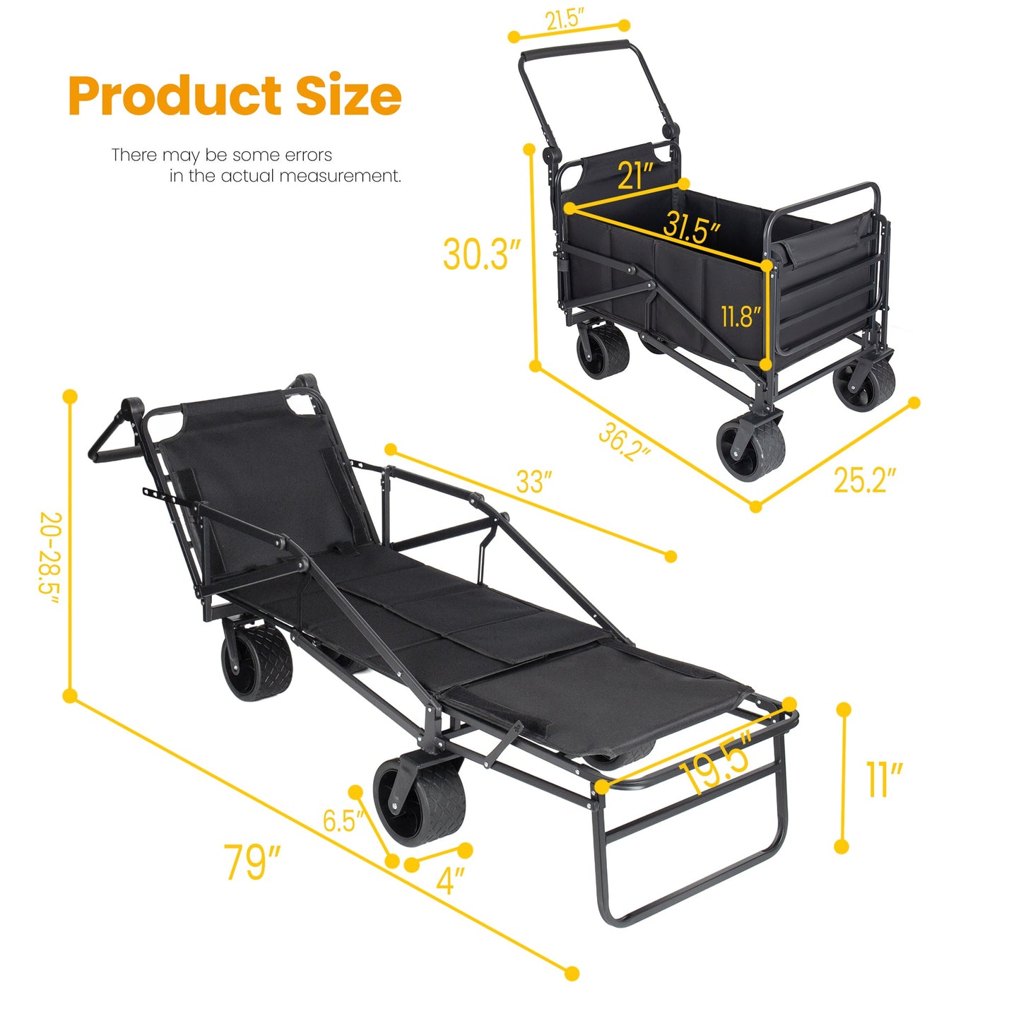 2-in-1 Multifunctional Folding Wagon Cart and Convertible Beach Chair