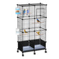 46-Inch Bird Cage with Wooden Perches and Rolling Wheels