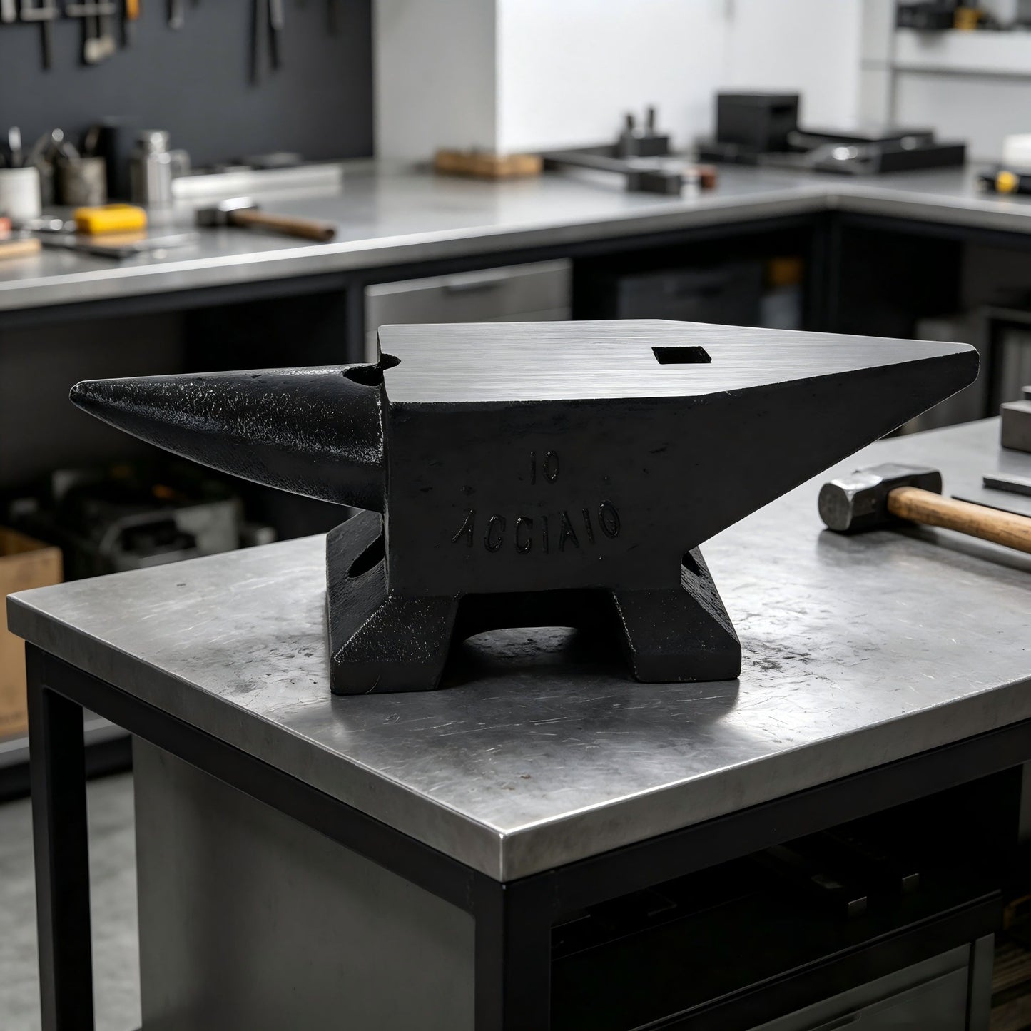 22 Lbs High Hardness Rugged Round Horn Anvil Blacksmith - Black