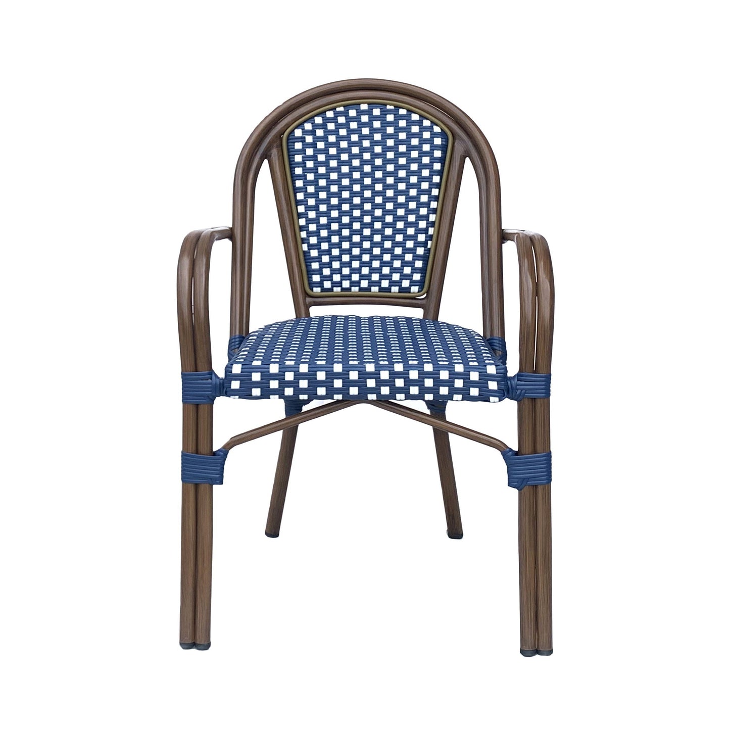Bistro Chair With 2 Toned Checkered Pattern (Set of 2) - White / Navy