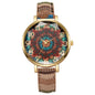 Round Floral Design, Multicolored, Versatile Casual Quartz Watch