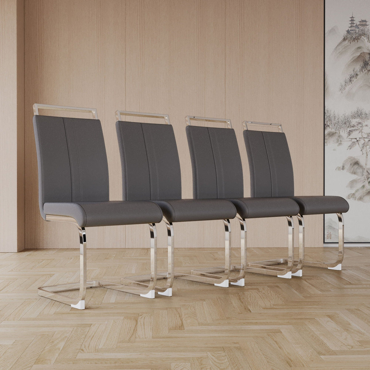 Modern Dining Chairs With Padded Seat, High Back