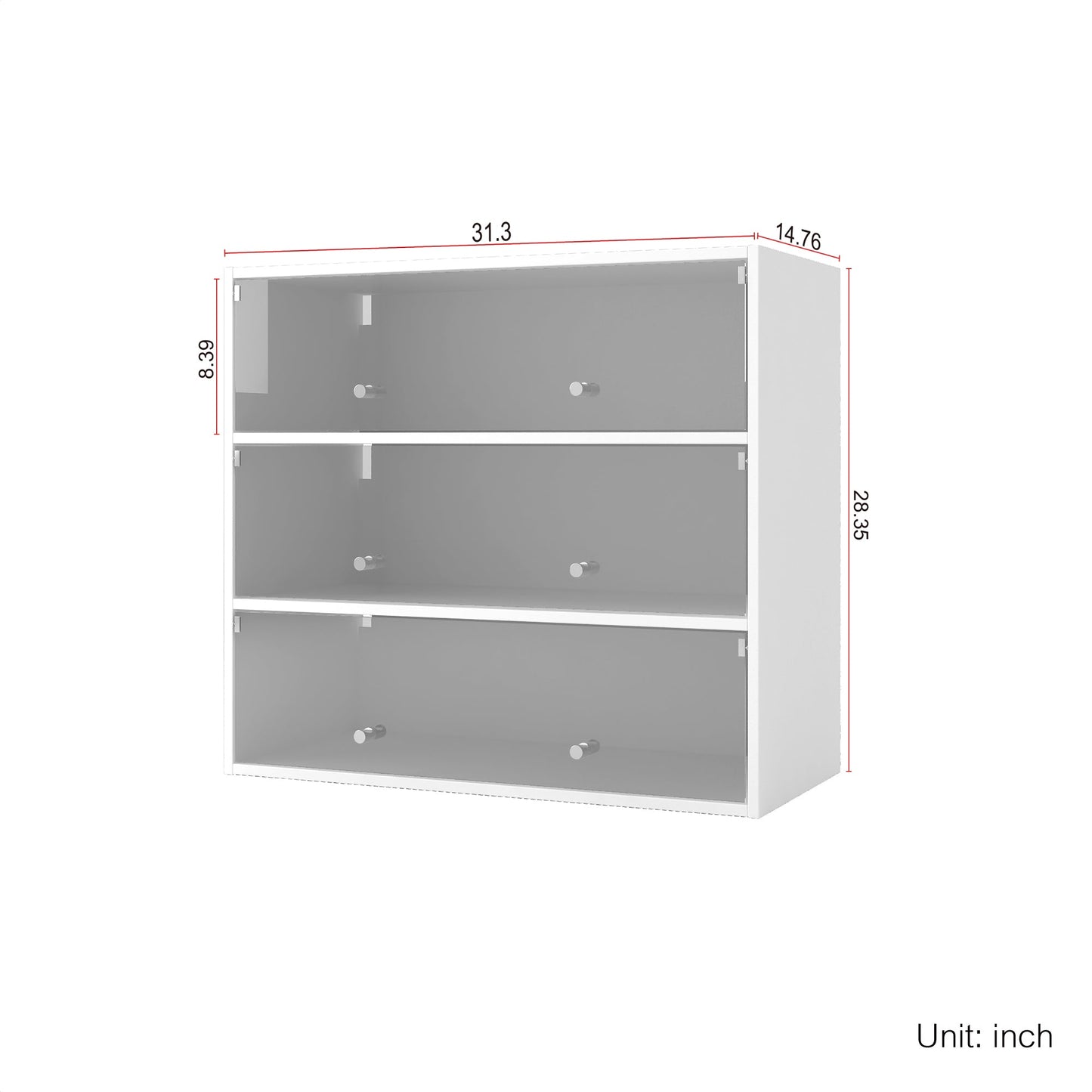 White Glass Door Shoe Storage Cabinet with RGB LED Light