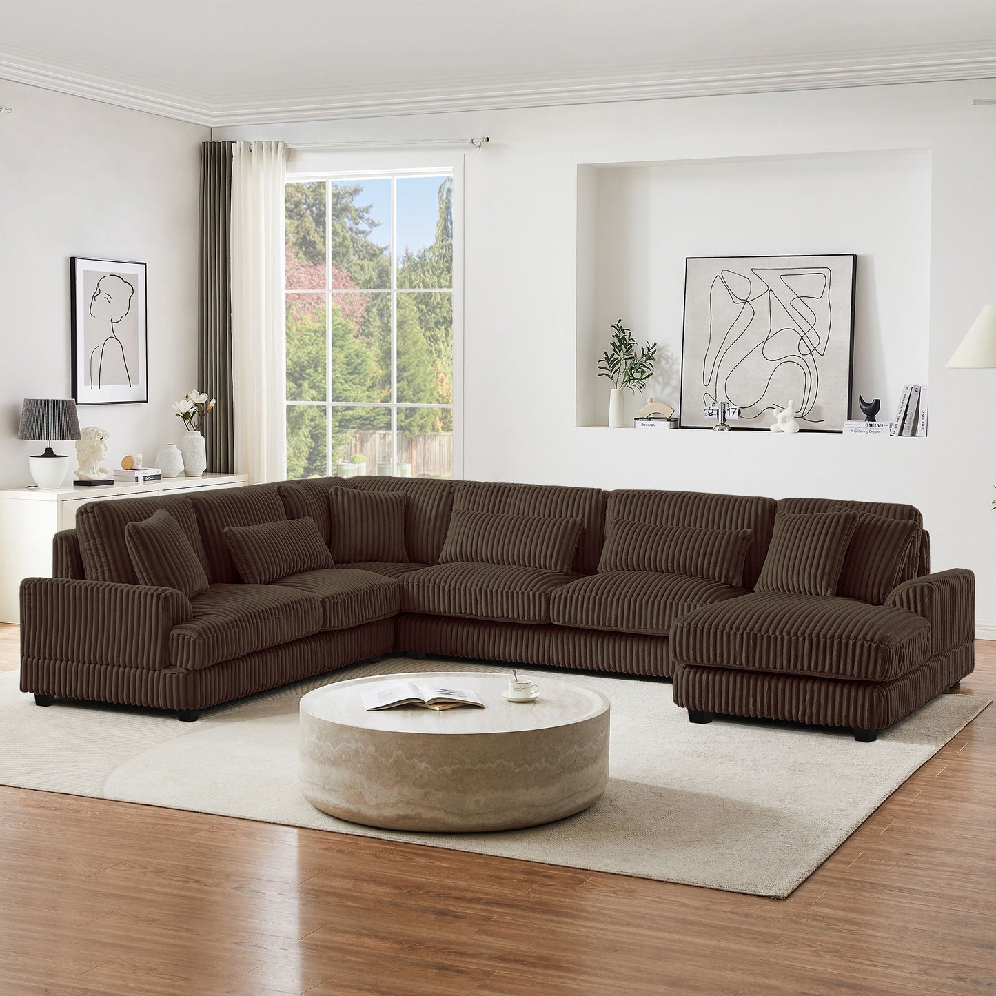 Oversized Sectional Sofa U - Shaped Sofa Couch Modern Sofa Upholstered In Soft With A Chaise Lounge For Living Room