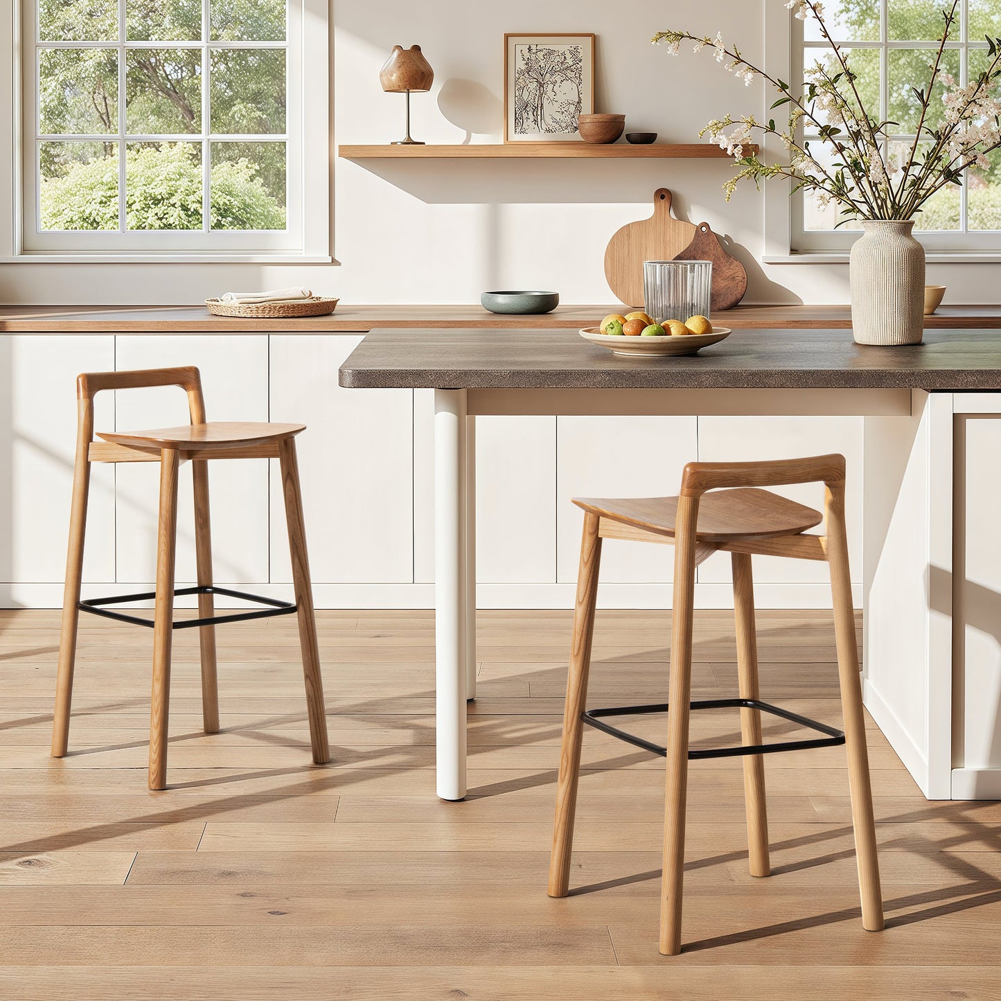 Sven 30" Modern Minimalist Low Back Wood Barstool