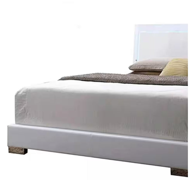 Lorimar White Faux Leather Panel Bed