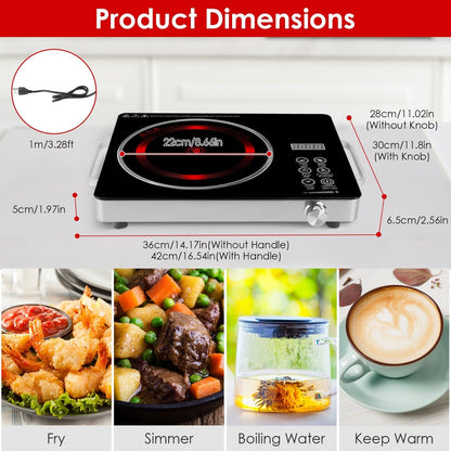 3500W Single Ceramic Electric Cooktop with 12 Power Levels & Timer