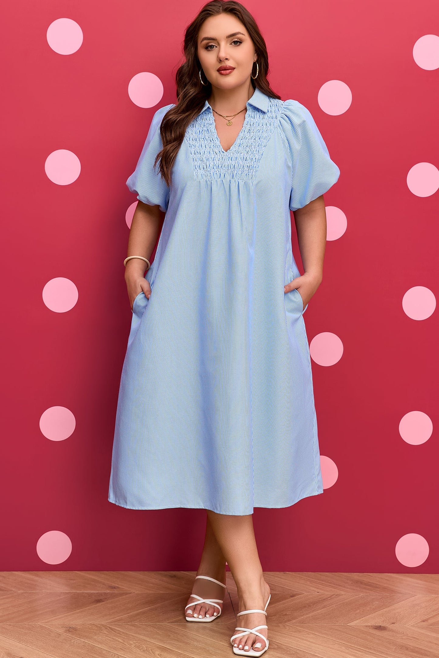 Julieta Detail Collar Midi PLUS Dress