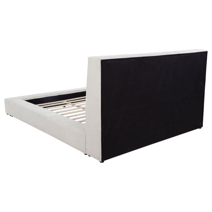 Dreux Upholstered Queen Panel Platform Bed Cream